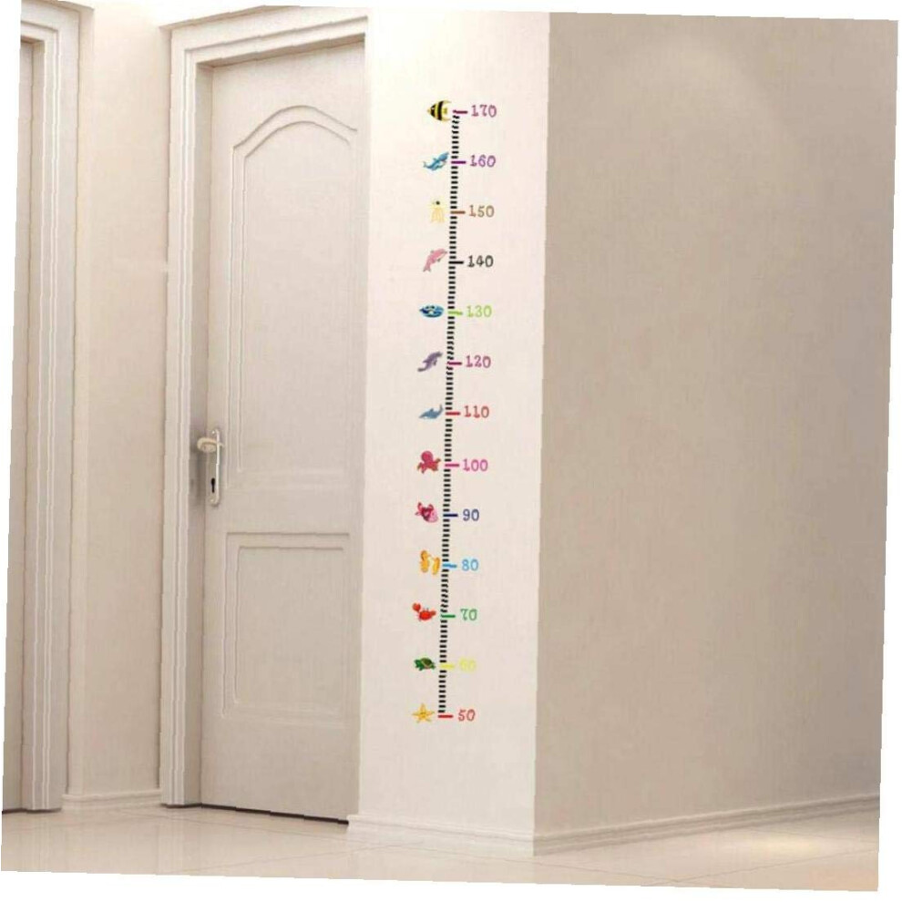 Height Measurement Wall Stickers for Kids, Cartoon Undersea Animals Nursery Wall Decals, Removable and Waterproof