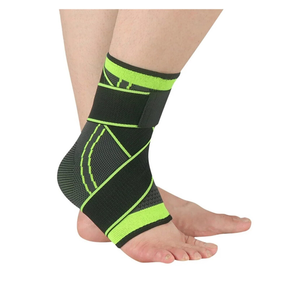 Green Ankle Support One Pair Adjustable Sports Compression Ankle Brace Bandage Strap For Running Soccer Basketball Gym