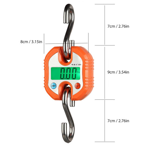 150kg Digital Hanging Scale with LCD Backlight, Portable, Black 2