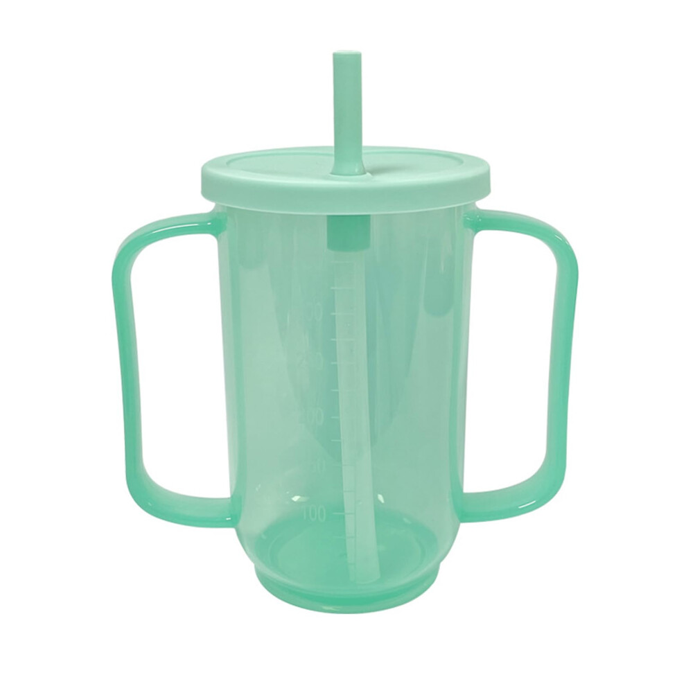Green Adult Nosey Cup With 2 Handles Holder 350Ml No Spill For Bedridden Patients Disabled And Convalescent Care