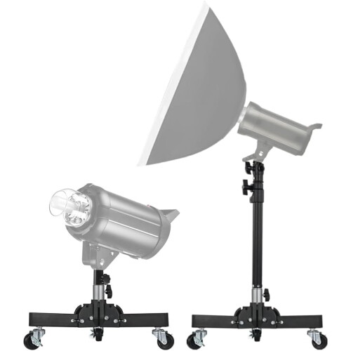 Heavy Duty Adjustable Tripod Light Stand with Lockable Wheels 78.5cm 50kg Load Capacity 2