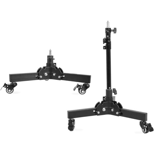 Heavy Duty Adjustable Tripod Light Stand with Lockable Wheels 78.5cm 50kg Load Capacity 1