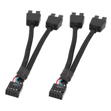 2 PçS Cabo de ExtensãO USB da Placa-MãE Do Computador 9 Pinos 1 FêMea para 2 Macho Y Splitter Cabo de ExtensãO de áUdio HD para PC DIY