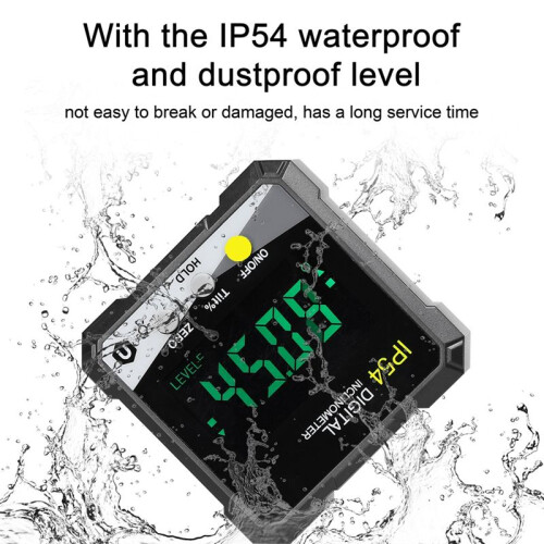 IP54 4X90 Portable Digital Inclinometer LCD Backlight Digital Protractor Slope Meter Digital Angle Ruler(Yellow) 1
