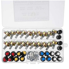 20 Stuks Potentiometer Kit met Knoppen B5K 10K 20K 50K 100K Enkele As 15MM Potentiometerschakelaar