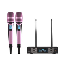 G-MARK GM1. 1 Microphone UHF Ă FrĂ©quence RĂ©glable pour KaraokĂ© Portable pour FĂȘte, Spectacle, Enseignement, Prise UE Rose