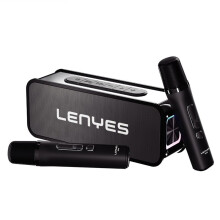 Lenyes Haut-Parleur Sans Fil Multifonction avec 2 Microphones RVB Lecteur de Musique Portable Machine de Karaoké pour Cadeau à la Maison