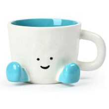 Tazze da Caffè, Tazze Divertenti e Carine per Donne, Tazze da Tè e Caffè In Ceramica da 12,8 Oz/380 Ml, Regalo per Ufficio, Blu