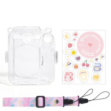 För  Instax  12 PC Kamerafodral Skyddsskydd Axelrem Förvaringsväska Strap Sticker Set Rosa