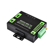 Industrial Grade Serial Server RS232/485 to WiFi and Ethernet Modbus Gateway, MQTT Gateway POE Network Port
