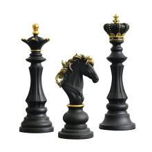 Schaakbeeld Decoratieset Koningin Ridder Koninklijk Schaakstuk Decoratie Sculptuur Ornament voor Huis Huis Kantoor Arrangement Cadeau A