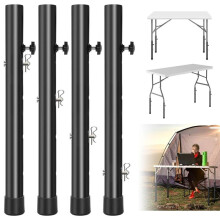 4-Pack Opvouwbare Tafelpootverlengers, Metalen Tafelpootverlengers, Robuuste Opvouwbare Tafelpootondersteuningen met 4 Niveaus/Hoogtes