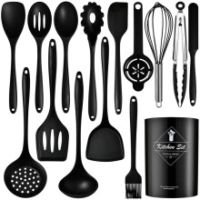 Ensemble D'Ustensiles de Cuisine en Silicone - 15 Pièces, Non Toxique, Résistant à la Chaleur Jusqu'à 220 C, Qualité Alimentaire.