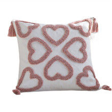 Housse de Coussin Love Tuft avec Pompon, Décoration D'Intérieur Tendance, 45 X 45 cm, pour Salon, Canapé, Taie D'Oreiller Multifonctionnelle.