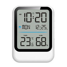 Digitale Elektronische Wekker met Temperatuur-Vochtigheidssensor, Tijd-/Week-/Datum-/Temperatuur-/Vochtigheidsweergave, Kleine LED-Klok, Wit