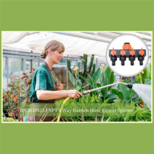 Tuinslangsplitter, 4-Weg Kraanslangconnector, Splitter, Vier Schakelaars voor Gazonbesproeiing 1
