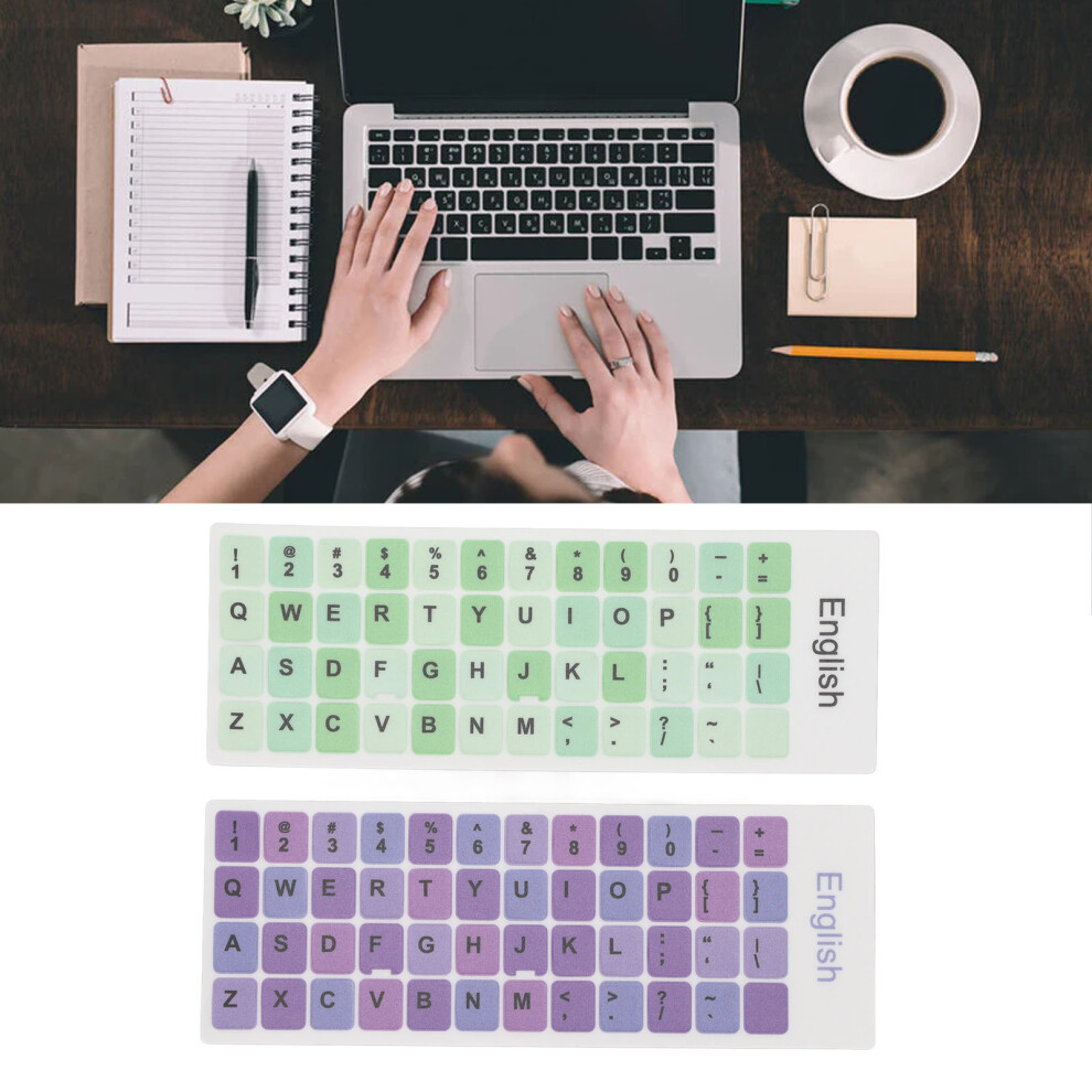 2Pcs Colorful English Keyboard Stickers For 10In-17In Laptops & Pcs 8421375414285