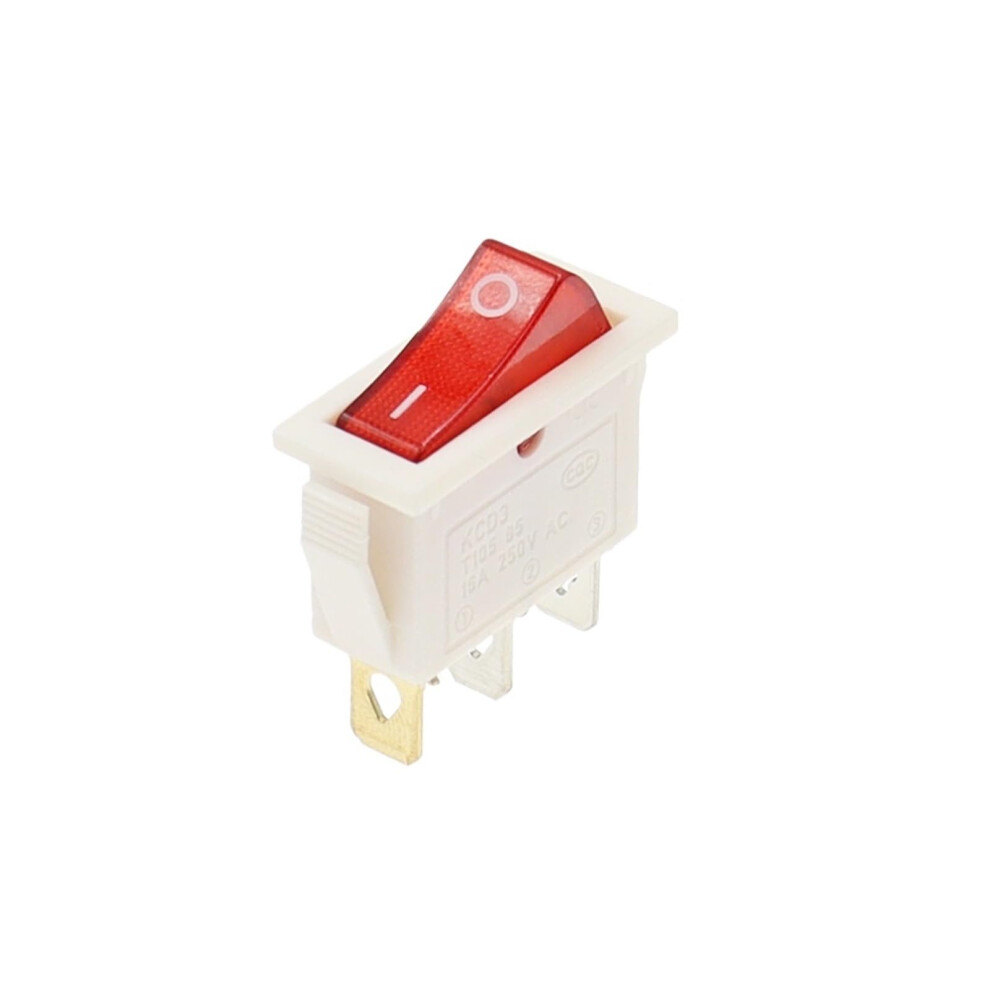 10Pcs White Red Light Kcd3 Rocker Switch Illuminated Power Control 2 Position 3 Pin Electrical Switch 9382693329424