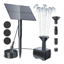 Solar Water Fountain Pump for Bird Bath and Pond, 1.5W Efficiency with 4 Spray Nozzles, 10ft Cable