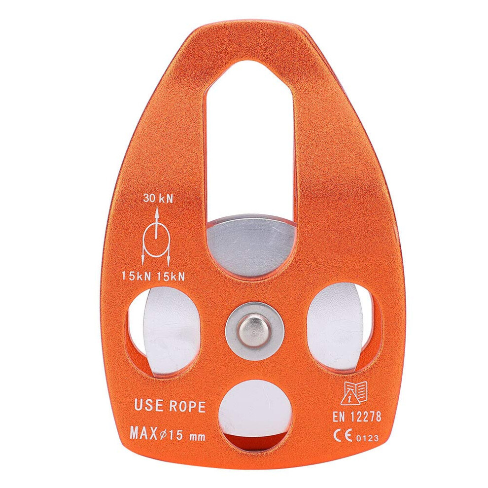 30Kn Large Single Pulley Bearing Sheave With Sliding Side Plate For Rescue Outdoor Rock Climbing Aerial Work Orange 9187378393512