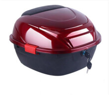 32L Waterproof Motorcycle Box with Lock, Rear Trunk Storage Case with Reflectors, Burgundy