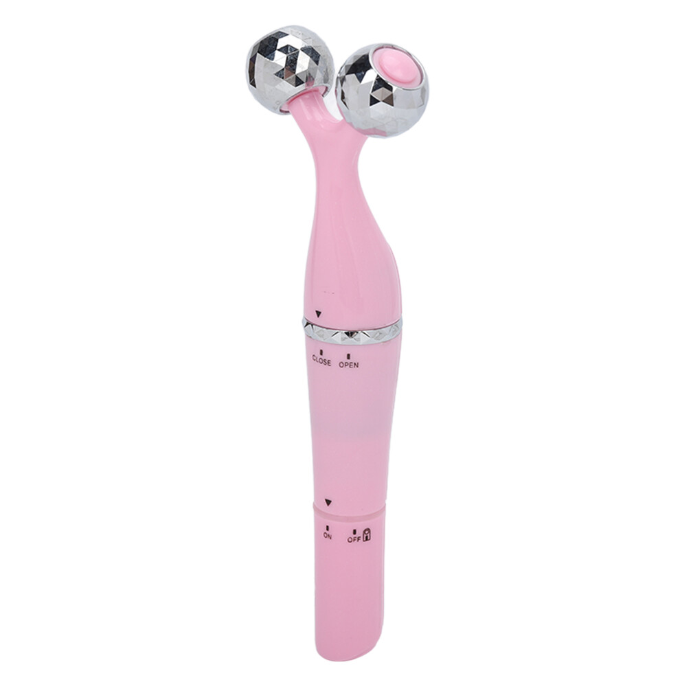 Pink 3-In-1 Skin Lifting Facial Massager Roller Microcurrent Face Beauty Tool