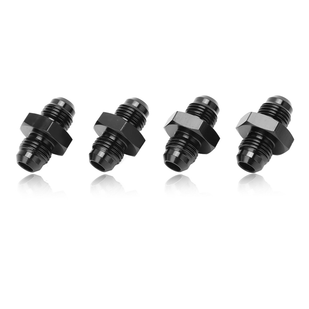 4Pcs An6 To An6 Fuel Adapter - Straight Anodized Aluminum Black 8111375420934
