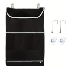 Large Hanging Laundry Hamper, Foldable Waterproof Nylon WideMouth Shower Bath Storage Bag (Black)