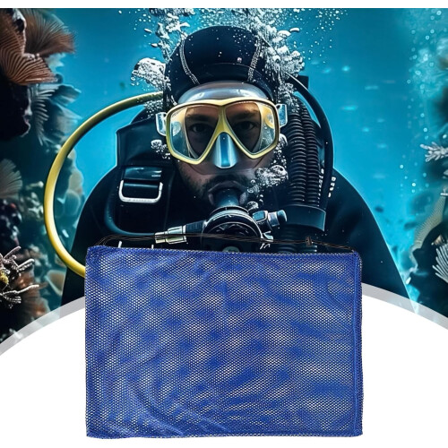 Generic Diving Mesh Bag For Snorkeling Gear, Drawstring Closure, Mesh Dive Bag, Blue 1