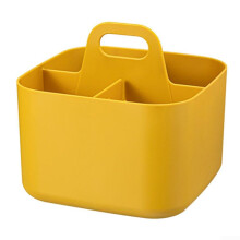 Stackable Home Basket Organizer With Handle Plastic Desktop Storage Box With Removable Divider Yellow