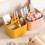 Stackable Home Basket Organizer With Handle Plastic Desktop Storage Box With Removable Divider Yellow 2