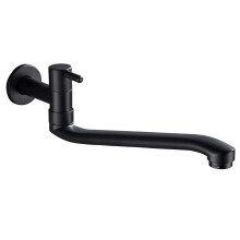 WallMounted Cold Water Faucet Stainless Steel Sink Tap Brass Construction Black Finish SingleHandle
