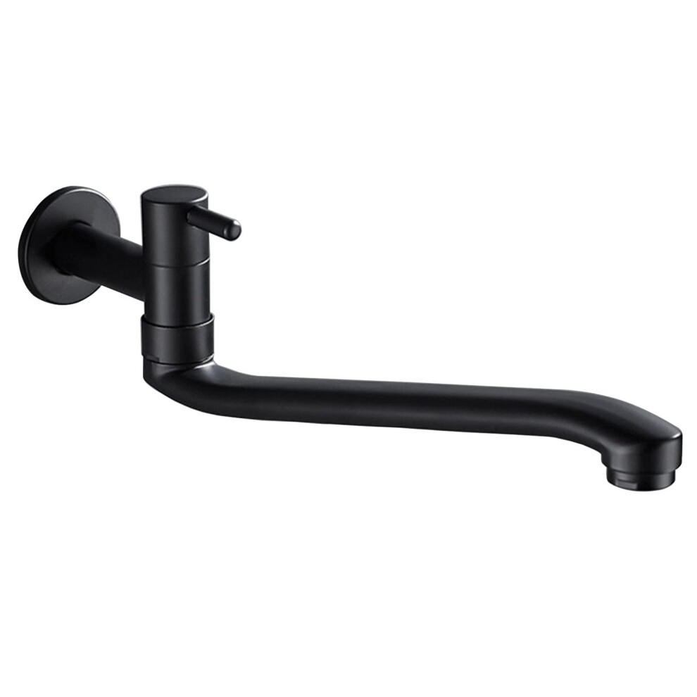 Wallmounted Cold Water Faucet Stainless Steel Sink Tap Brass Construction Black Finish Singlehandle 9382693187703