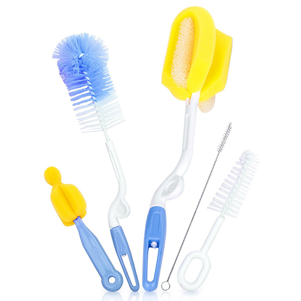 5PCS Baby Bottle Brush Set with Deep Cleaning Sponge and 360 Rotating Straw Cleaner Kit