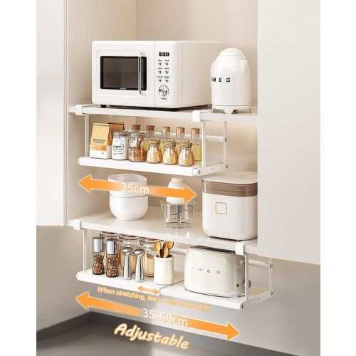 Under Shelf Storage Basket, Hanging Cabinet Organizer, PullOut Design, White, For Kitchen, Office, Wardrobes 1