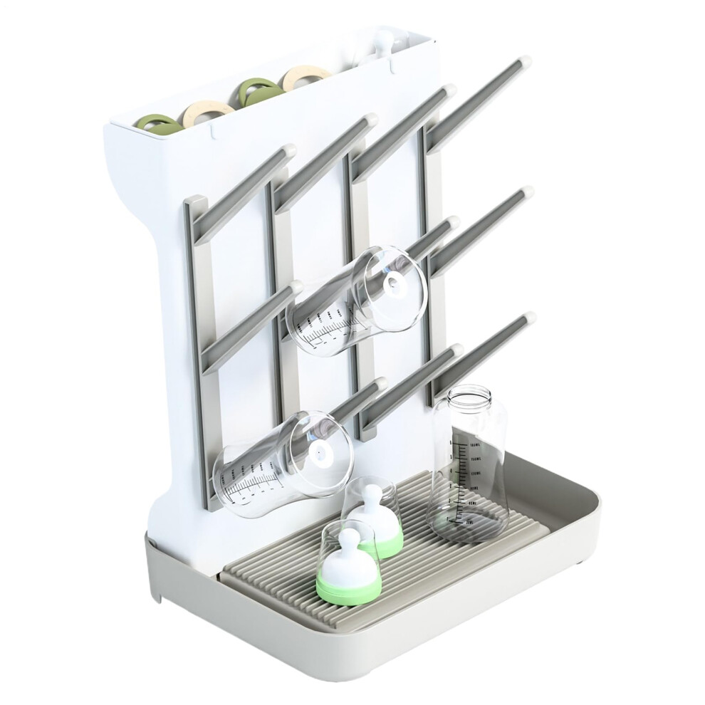 Baby Bottle Dryer Rack Largecapacity Vertical Spacesaving Portable Organizer For Newborn Bottles Grey