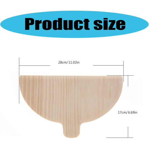 Pack of 4 Solid Wood Pizza Peel Half Round Serving Board with Ergonomic Handle for Baking 2