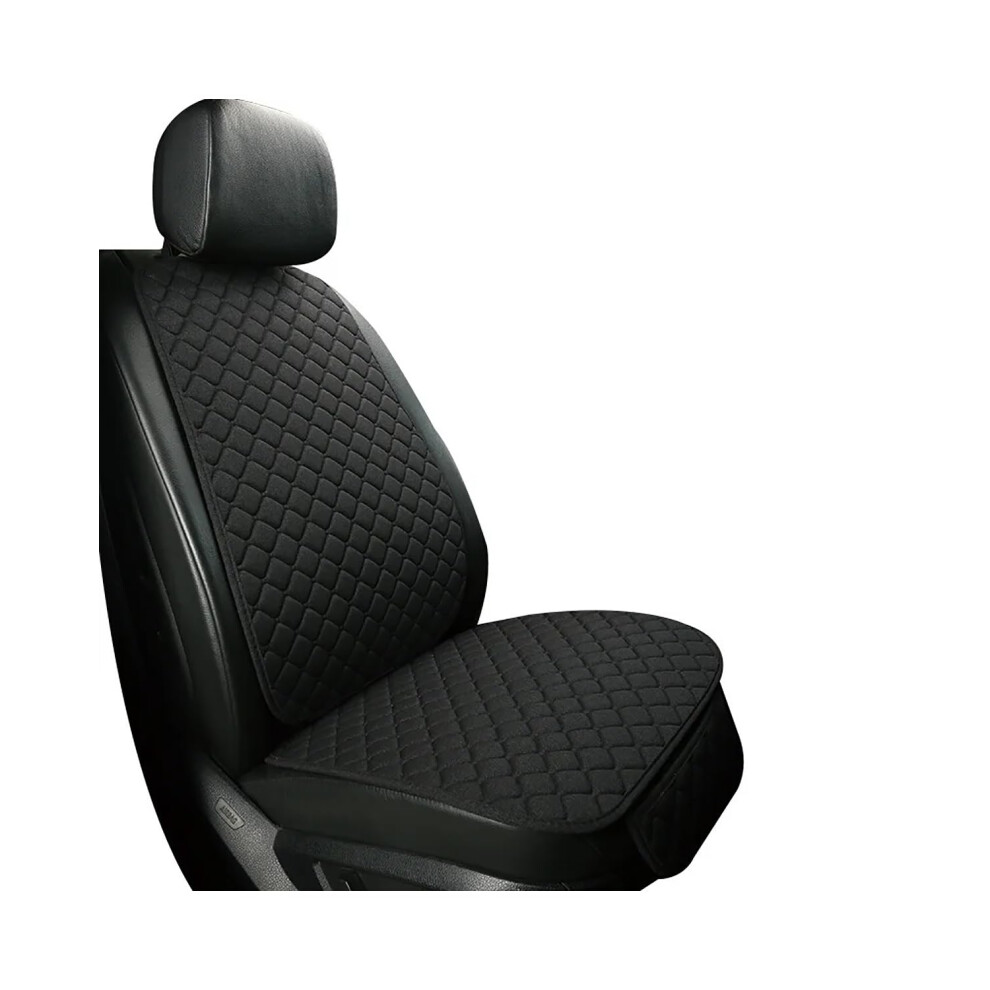 Car Seat Cushion Breathable Linen Protector Cover 2Pcs Universal Fit Truck Suv Van Summer Comfort Black 9199774044417