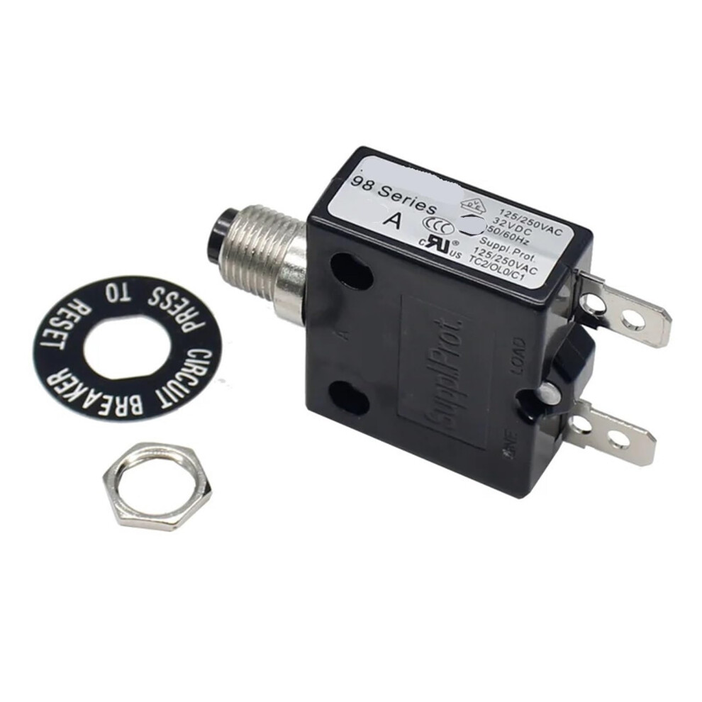 1Pcs 5A Push Button Reset Overload Protector Automatic Reset Circuit Breaker Switch Model 5A 9382693332639