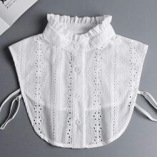 White Lace Detachable Collar with Elegant Hollow Chiffon Stand Design for Sweaters and Shirts