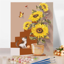 Paint by Numbers for Adults Sunflower Animal Canvas Kit 18x24 with Brushes and Acrylic Paint