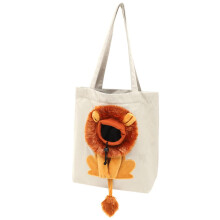 Cat Carrier Bag Canvas Pet Shoulder Tote with Breathable Design Adjustable Opening and Safety Strap White
