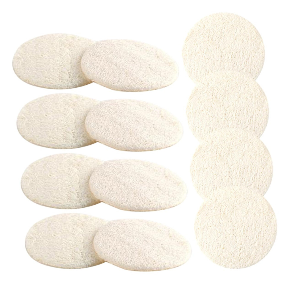 12pcs Natural Loofah Facial Cleansing Sponges Reusable Face Scrubbers for Makeup Removal Deep Exfoliating Pads Compact Smooth Skin Care for Women