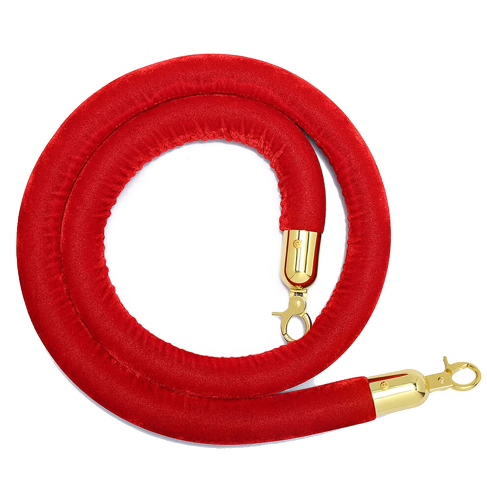 Red Velvet Stanchion Rope With Polished Hooks For Vip Crowd Control In Restaurants, Theaters, Hotels 9382693334305