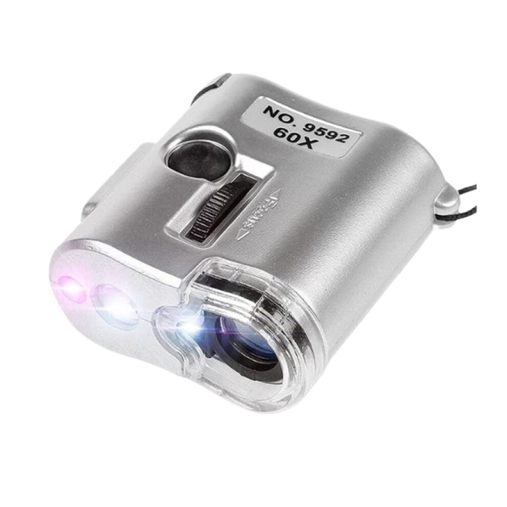 LED Pocket Microscope 60X Magnifying Loupe with Dual LED Illumination for Currency and Field Inspection