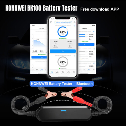 6V-12V Bluetooth Autobatterietester, CCA 100-2000 Schwarz 2