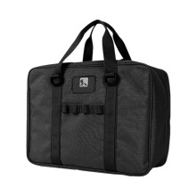 Camping Utensils Bag Waterproof Oxford Cutlery Storage, Large Capacity TwoWay Zipper Travel Cookware Pouch Bags, Black