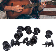 10 pezzi di blocchi di sicurezza per tracolla per chitarra, stile fungo, regolabili, universali, in metallo nero