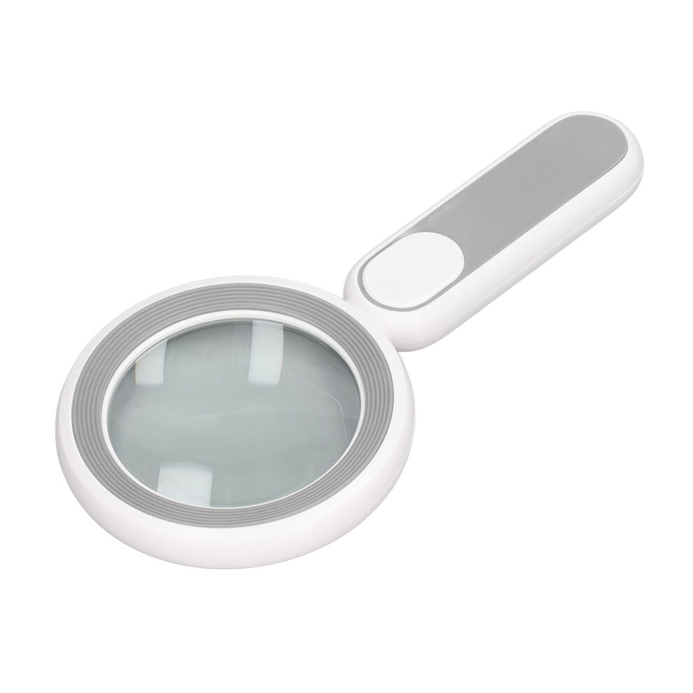 20X Handheld Magnifying Glass with 21 LED Lights, 85mm, USB Rechargeable, Grey White