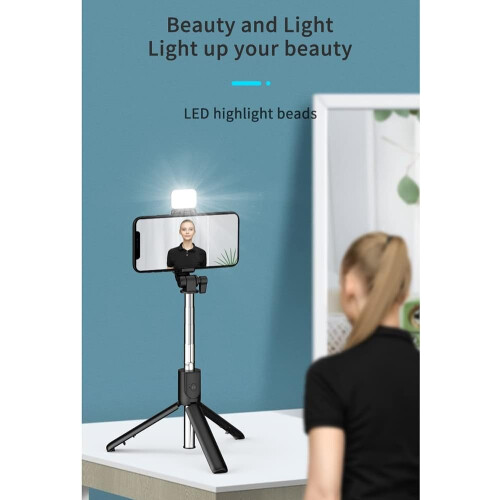 Selfie Stick Tripod Stand with Bluetooth Remote, 360 Rotation, Foldable Design for Live Streaming 2
